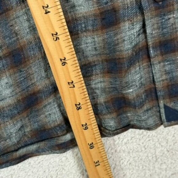 Untuckit Mens Long Sleeve Button Shirt 100% Linen Grey Blue Plaid Sz XL Spring - Picture 8 of 11